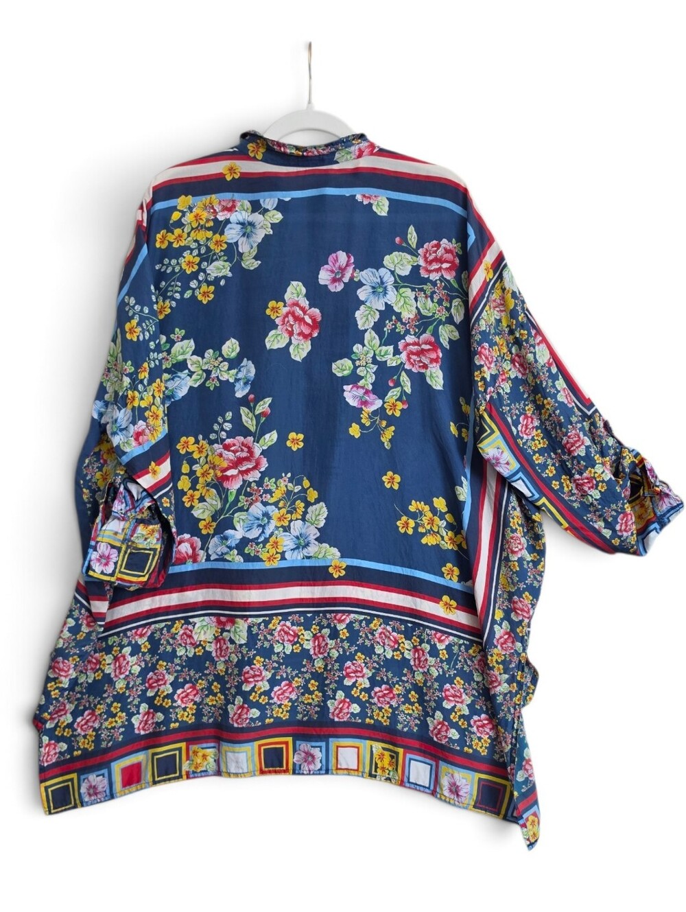 Johnny Was Navy Floral Multicolor Button-Front Tunic